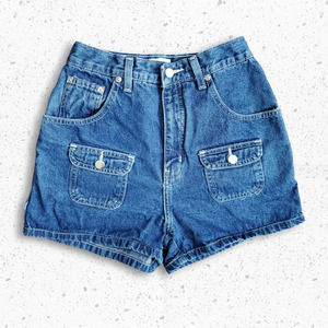 VTG 90s Early Y2k Static Jeans High Waistline Denim Blue Jean Shorts Sz 7